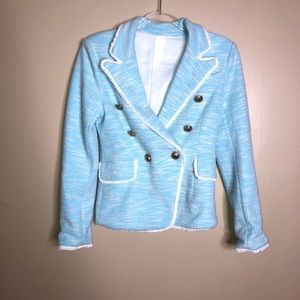 Light blue and gold double breasted blazer